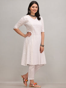 Noor Aiza -  Self Embroidered Kurta Pant Set With Bandhani Dupatta - KS115AYYD3