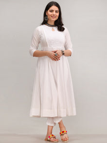 Noor Maher - Self Embroidered Anarkali Kurta Pant Set With Mirror Work Dupatta - KS37AXXD2