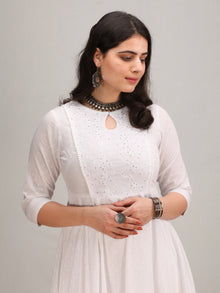 Noor Maher - Self Embroidered Anarkali Kurta Pant Set With Mirror Work Dupatta - KS37AXXD2