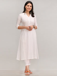 Noor Bareen - Self Emboss Work ALine Kurta Pant Set With Leheriya Dupatta - KS39AXXD9
