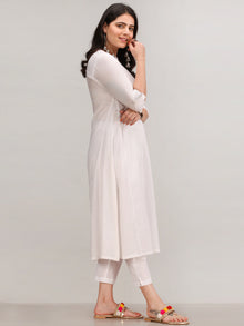 Noor Bareen - Self Emboss Work ALine Kurta Pant Set With Leheriya Dupatta - KS39AXXD9