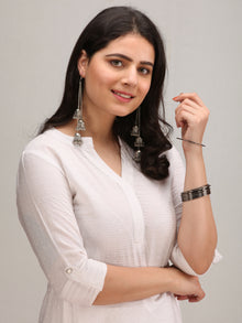 Noor Bareen - Self Emboss Work ALine Kurta Pant Set With Leheriya Dupatta - KS39AXXD9