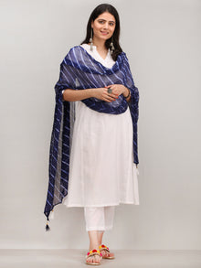 Noor Bareen - Self Emboss Work ALine Kurta Pant Set With Leheriya Dupatta - KS39AXXD9