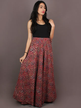 Hand Block Printed Wrap Around Skirt In Salmon Pink Multi Colour - S401001