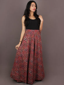 Hand Block Printed Wrap Around Skirt In Salmon Pink Multi Colour - S401001