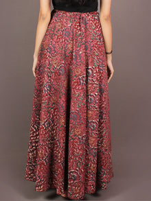 Hand Block Printed Wrap Around Skirt In Salmon Pink Multi Colour - S401001