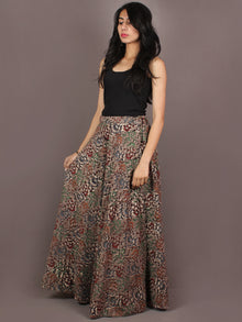 Hand Block Printed Wrap Around Skirt In Grey Multi Colour - S401005