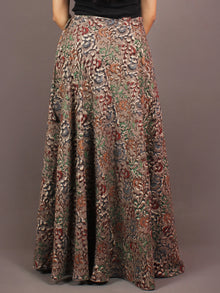 Hand Block Printed Wrap Around Skirt In Grey Multi Colour - S401005