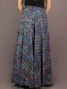 Hand Block Printed Wrap Around Skirt In Blue Multi Colour - S401008