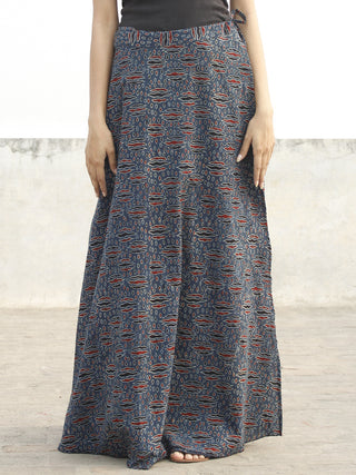Indigo Red Black Ajrakh Hand Block Printed Wrap Around Skirt  - S40FBP41