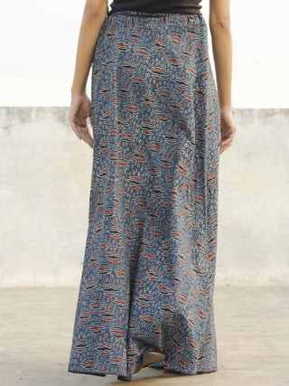 Indigo Red Black Ajrakh Hand Block Printed Wrap Around Skirt  - S40FBP41