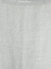 White Coral Handwoven Linen Saree With Cut & Mirror Work in Pallu - S031703581