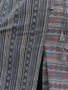 Indigo Red Pink Ivory Ajrakh Block Printed Angrakha Kurta  - K26F847