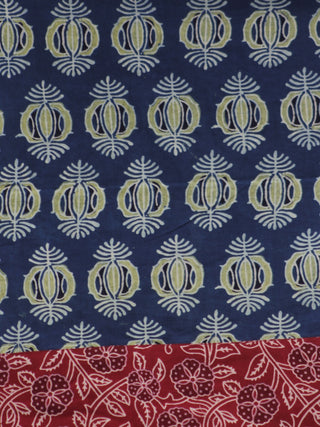 Indigo Red Ivory Ajrakh Block Printed Angrakha Kurta  - K27F646