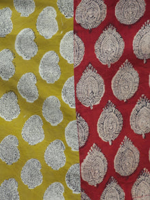 Red Mustard Black Ivory Hand Block Printed Cotton  Midi Dress - D100F890