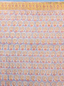 Blue Pink Yellow Hand Block Printed Kota Doria Saree in Natural Colors - S031703560