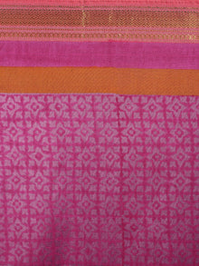 Magenta Pink Mono Chanderi  Hand Block Printed Saree with Zari Border - S0317201