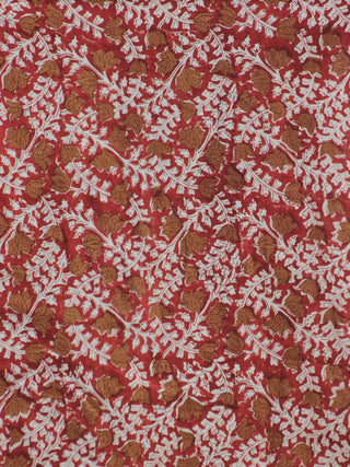 Red Mustard Ivory Hand Block Printed Kurti With Front Slit - K08F592