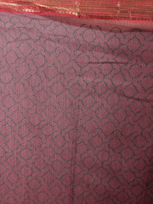 Red Black Mono Chanderi  Hand Block Printed Saree with Zari Border - S0317209