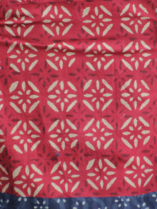 Deep Red Indigo Ivory Hand Block Printed Kurta With Stand Collar   - K22F225