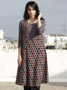Indigo Black Rust Beige Ajrakh Block Printed Kurta  - K23F635
