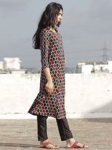 Indigo Black Rust Beige Ajrakh Block Printed Kurta  - K23F635