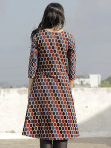 Indigo Black Rust Beige Ajrakh Block Printed Kurta  - K23F635