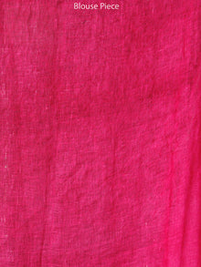 Pink Green Yellow Handwoven Linen Printed Saree - S031703580